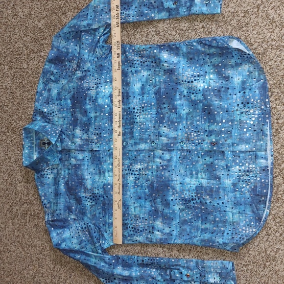 Luciano Visconti Abstract Dot Patterned Button-down Shirt Blue Silver L - Picture 4 of 15
